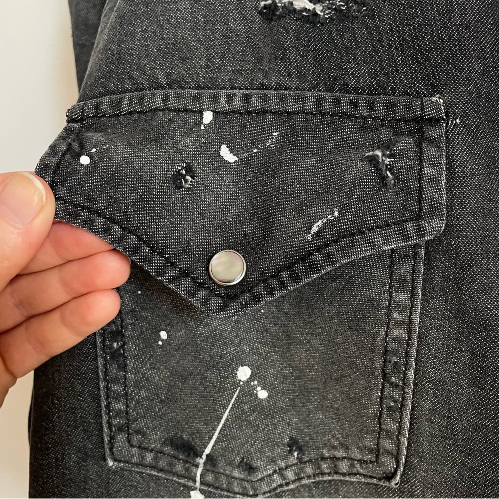 AMIRI Western Denim Paint Shirt In Black S - Picture 3 of 13